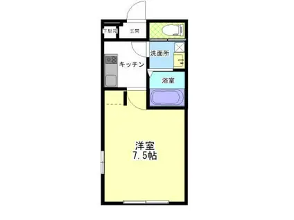 クリスタル・リエール(1K/1階)の間取り写真