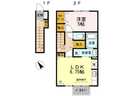 D-ROOMルフィー(1LDK/2階)の間取り写真