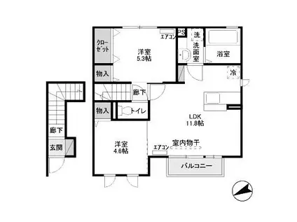 米沢ベース(2LDK/2階)の間取り写真