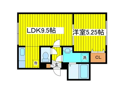 オカップN(1LDK/2階)の間取り写真