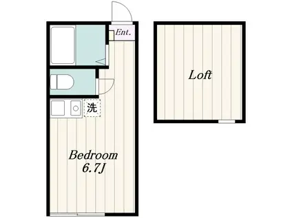 ユナイトつくし野ルイパトリシオ(ワンルーム/2階)の間取り写真