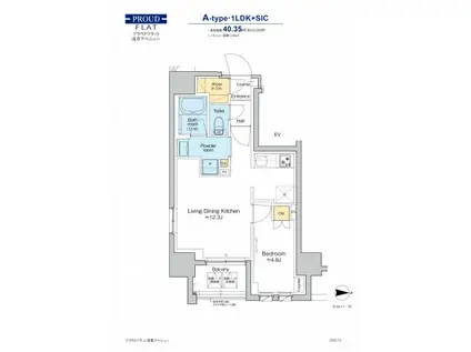 プラウドフラット浅草アベニュー(1LDK/15階)の間取り写真