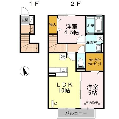ルイティア II(2LDK/2階)の間取り写真