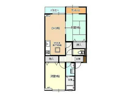 たんぽぽコーポ藤木(2LDK/1階)の間取り写真