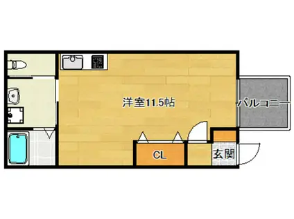 クリスタルコート(1K/1階)の間取り写真