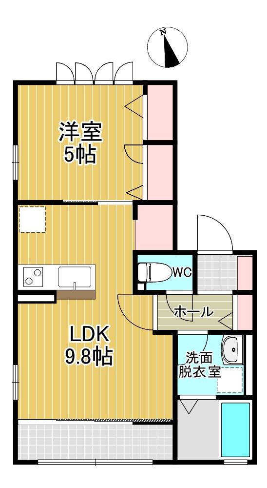 GRAND ESPOIR長町壱番館(1LDK/2階)の間取り写真
