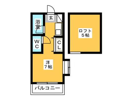 エアポートヒルズ板付(ワンルーム/1階)の間取り写真