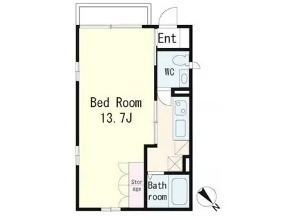 メルベーユ(1K/2階)の間取り写真