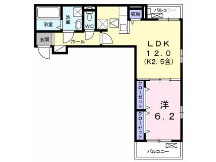 ジェルメ・ブリーズIII(1LDK/2階)の間取り写真