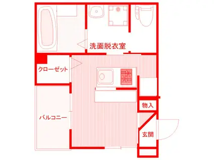 モントレー岸谷(ワンルーム/2階)の間取り写真