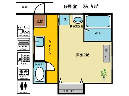 土橋荘(1K/1階)の間取り写真