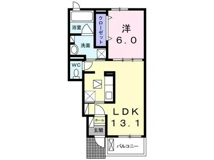 ベレットOTSUNA(1LDK/1階)の間取り写真