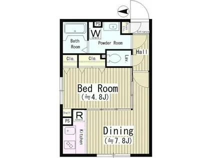 グレイス ピアニー(1DK/4階)の間取り写真