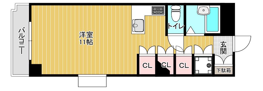 ラターブル西神戸(ワンルーム/4階)の間取り写真