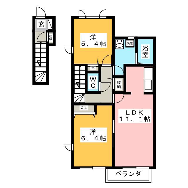 ブランシェII(2LDK/2階)の間取り写真