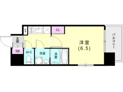 エスプレイス神戸フォルムスクエア(1K/6階)の間取り写真