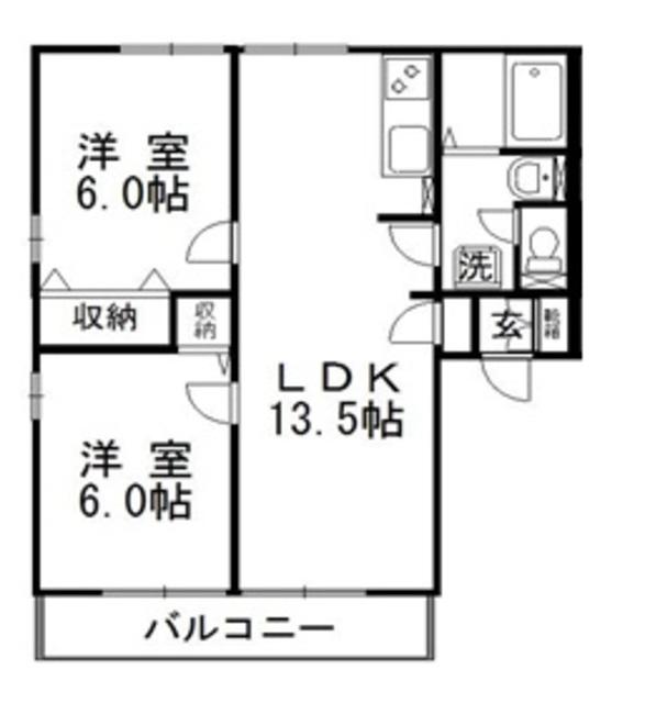 ツインヴィレッジII(2LDK/2階)の間取り写真