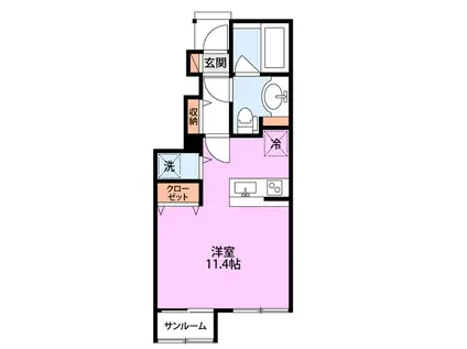 COMMON女池東(ワンルーム/1階)の間取り写真