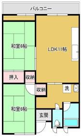 ハイツハリマ(2LDK/3階)の間取り写真