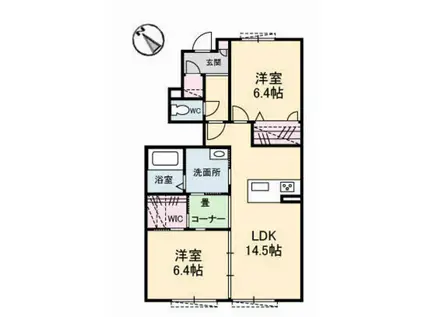 ラ・スリーズガーデン E棟(2LDK/1階)の間取り写真