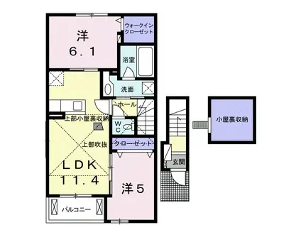 アルモニー倉敷III(2LDK/2階)の間取り写真