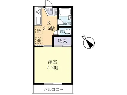 スプリングミスト(1K/2階)の間取り写真