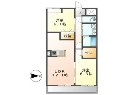 GRANDUKE松原(2LDK/5階)の間取り写真