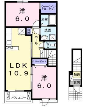 カーサ・ベル(2LDK/2階)の間取り写真