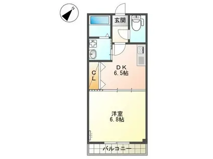 サザンクロスB(1DK/1階)の間取り写真