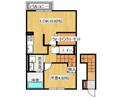 リルシア八戸(1LDK/2階)の間取り写真