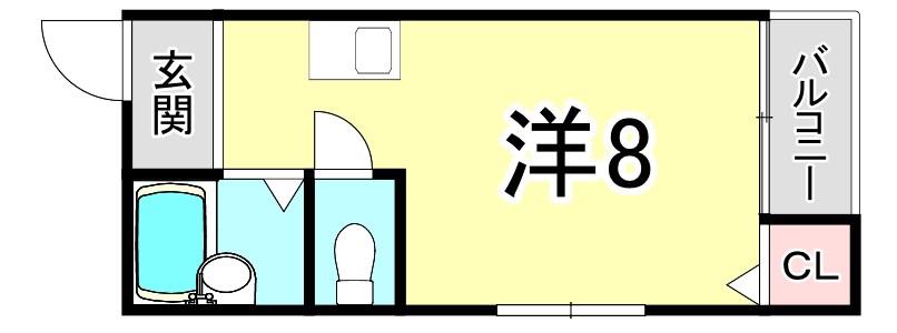 神垣ハイツ(ワンルーム/1階)の間取り写真