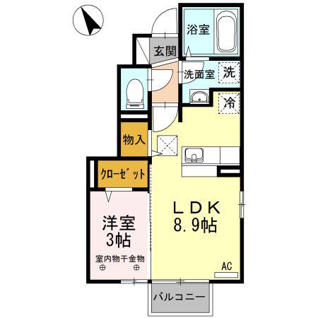 サンーシート富田(1LDK/1階)の間取り写真