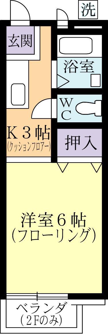 パストラルハイツ(1K/2階)の間取り写真