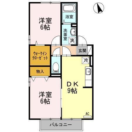 エルミタージュ(2DK/2階)の間取り写真