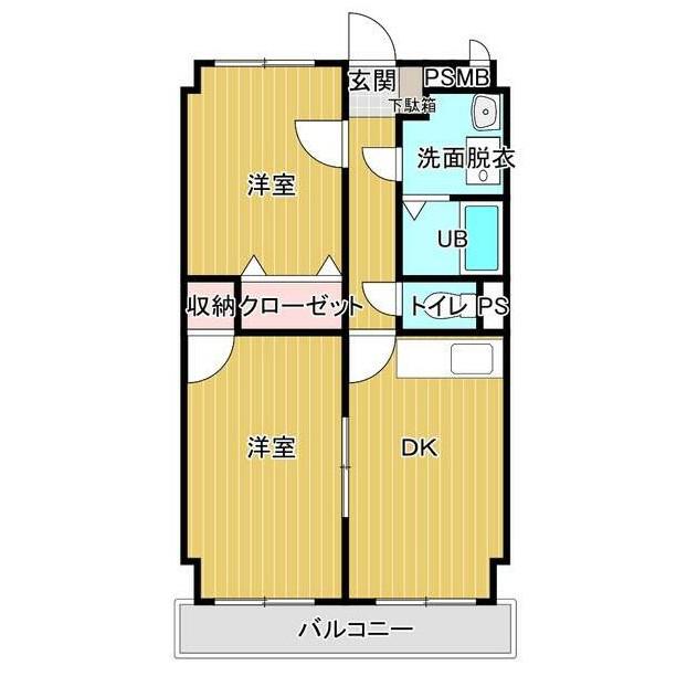 カルディア近藤(2DK/3階)の間取り写真