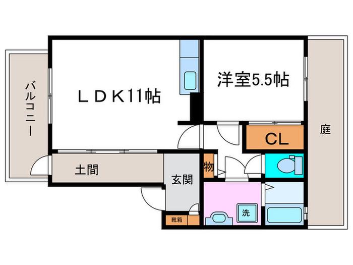 アリヴィオ清涼 A棟(1LDK/1階)の間取り写真