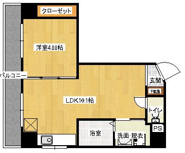 セブンセブンきむら(1LDK/8階)の間取り写真