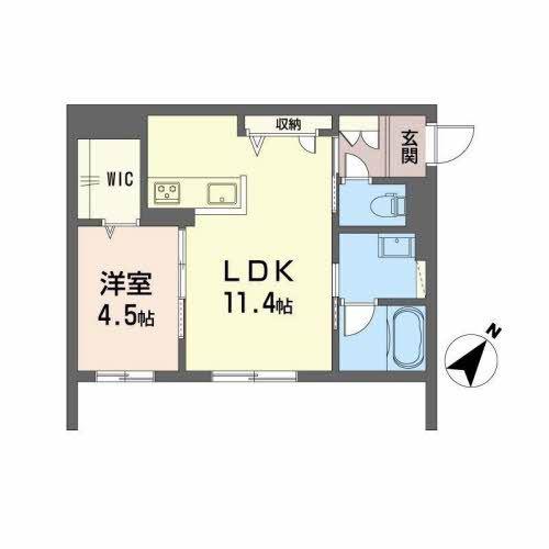 GENTEEL(1LDK/1階)の間取り写真