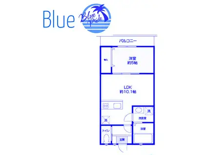 RUHE東逗子(1LDK/2階)の間取り写真