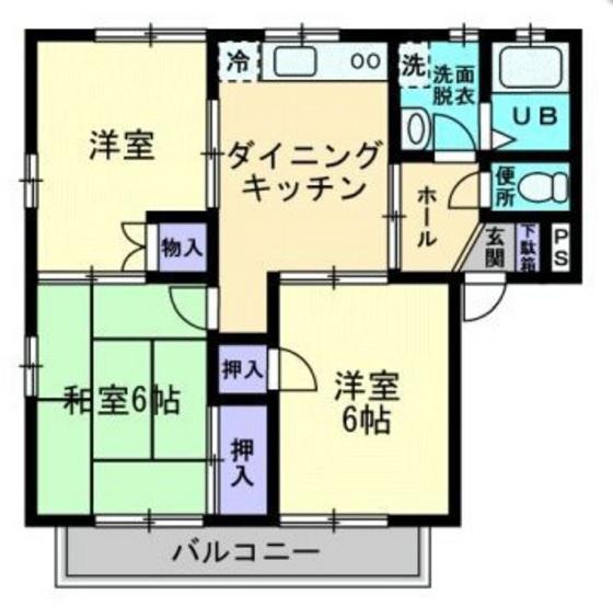メゾニティーブラッサムA(3DK/1階)の間取り写真