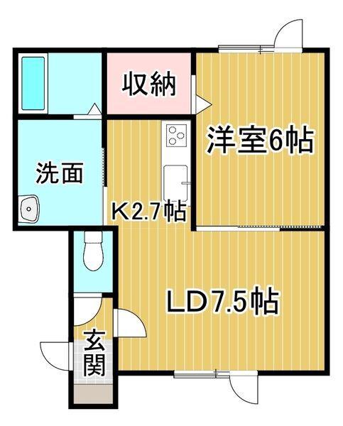 フクシア(1LDK/1階)の間取り写真