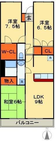 検見川ハイツII(3LDK/1階)の間取り写真