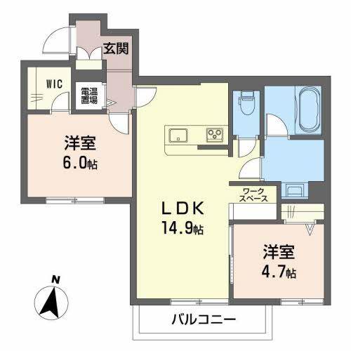 DREAMIO堀川小泉(2LDK/3階)の間取り写真