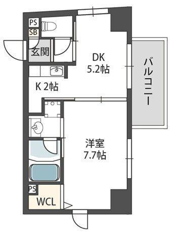 カーサ セレーネ(1DK/8階)の間取り写真
