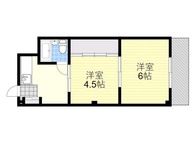 ブルースカイハイツ新森(2K/3階)の間取り写真