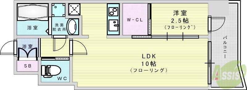 セレニテ西中島アリア弐番館(1LDK/13階)の間取り写真