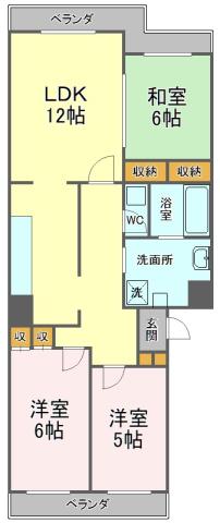 サンハイツ古庄(3LDK/3階)の間取り写真