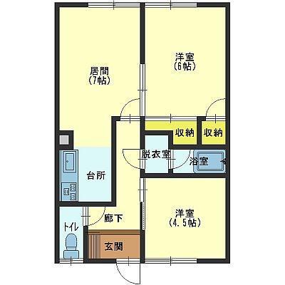 山田マンション(2DK/1階)の間取り写真