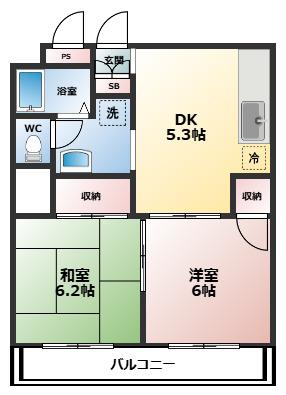 シルキーパレス2(2DK/3階)の間取り写真