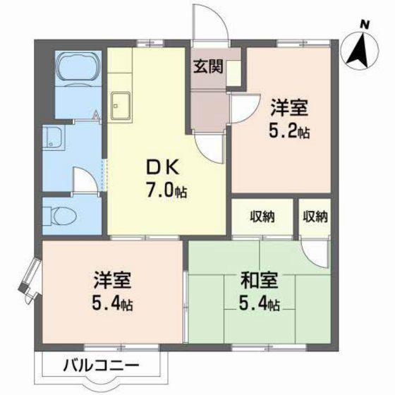 ビューラー美つ坦A(3DK/1階)の間取り写真